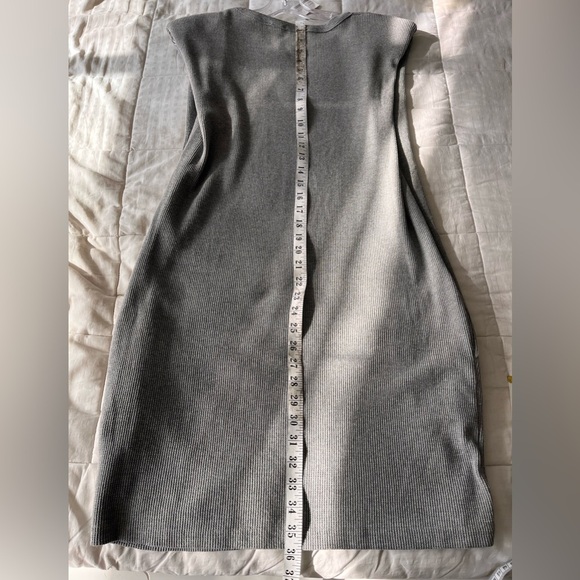 NWT Priv Grey Waffle Knit Dress XS Structured Shoulder - Picture 10 of 11